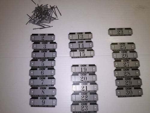 Lyon locker number plates numbers 2 thru 30 with rivets for sale