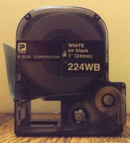 K-sun 224wb white on black tape 1&#034; 24mm labelshop label tape 2001xl &amp; 2020lstb for sale