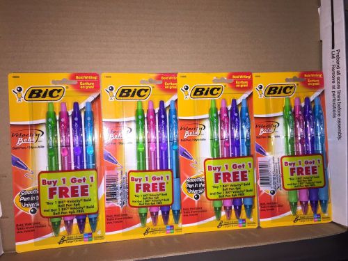 BIC Velocity Retractable Ball Point 4 Color 1.6mm Bold Point Fashion Pen 16 Ct