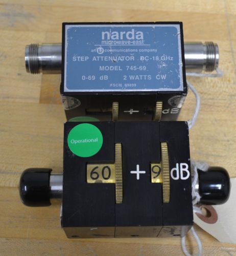 Narda 745-69 DC-18Ghz Step Attenuator 0-69db in 1 and 10db steps 2W GOOD 2 avail