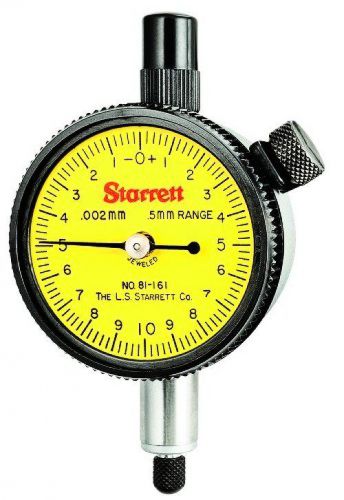 Starrett 81-161J Dial Indicator,0.5mm Measuring Range, 0.002mm Graduation,