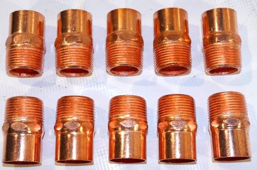 New Mueller Industries 1&#034; Wrot Copper Male Adapter Bag of 10 P/N: WB01163