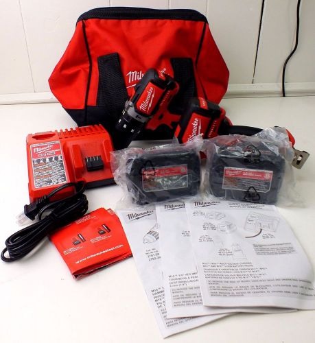 Milwaukee hammer drill &amp; impact driver set 18v bag batteries charger tool bundle for sale