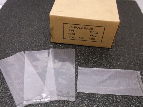 New 2x 1000pk gusseted poly bag 2 mil clear polyethylene 2&#034; x 4&#034; free ship (d13) for sale