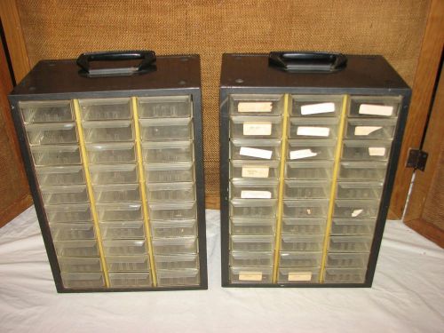 lot 2 Vintage AKRO-MILS 30 Drawer Metal Storage Cabinet Organizer Parts Bin lot3