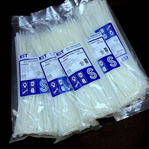 500 x 12 inch 300mm x 4.8mm white nylon 50 lbs wire zip cable tie 300sd #so7 for sale