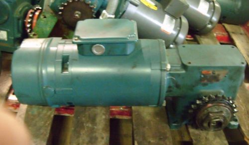 RELIANCE ELECTRIC 3/4 HP MOTOR 1725 HP P56X6201M W/ GEAR REDUCER AND DISC BRAKE
