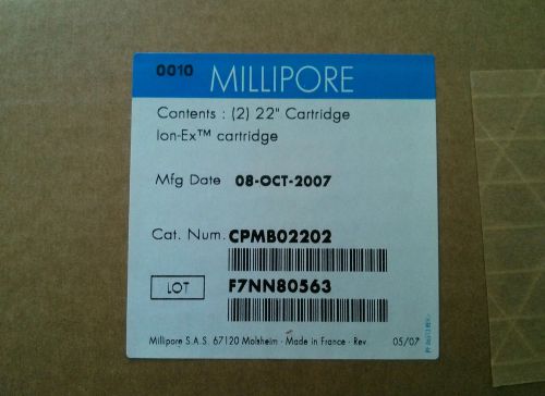 Millipore CPMB02202 Ion-Ex Polishing Cartridge 55cm 22&#034; Super Q Systems 2 Pack