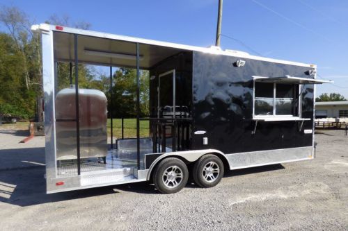 Concession Trailer Black 8.5 X 20 BBQ Smoker Event Catering Trailer