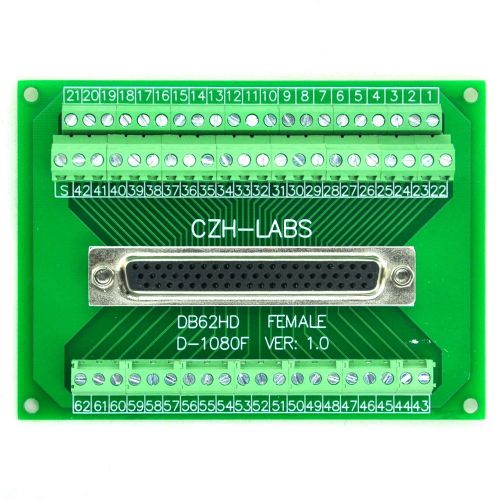 D-sub db62hd female header breakout board, terminal block, dsub db62 connector. for sale