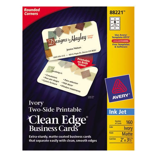 Rounded Two-Sided Clean Edge Business Cards, Inkjet, 2 x 3-1/2, Ivory, 160/Pack