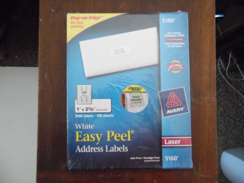 Avery Easy Peel Address Labels - White - 1&#034; X 2.62&#034; - 3000 Labels - Box - 5160