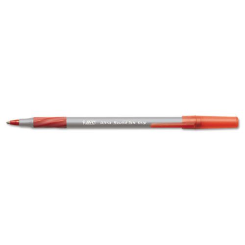 &#034;BIC Round Stic Grip Xtra Comfort Ballpoint Pen, Red Ink, 1.2mm, Medium, Dozen&#034;
