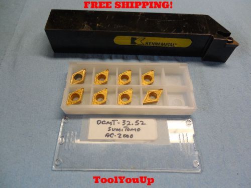 Kennametal sdjcl 163 1&#034; shank turning tool &amp; 8 new sumitomo dcmt 32.52 inserts for sale