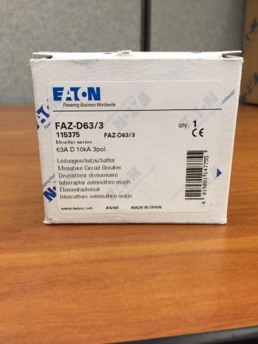 EATON FAZ-D63/3 ,63A, 3P, 480VAC UL 1077 Supplementary Protector D Curve