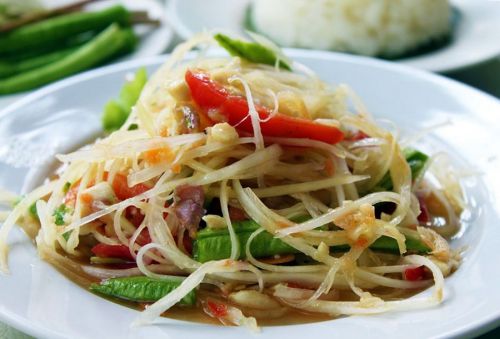 Thai Food Recipe Restaurant Som Tum ( Papaya Salad ) Kitchen Menu Homemade