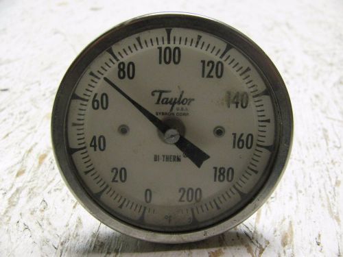 Taylor Bi-Therm Bimetallic Thermometer,BB3104E081,3&#034; LENS,4&#034; STEM,0-200 F.,USED