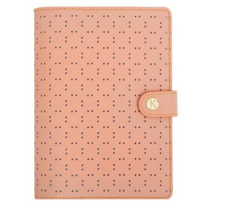 Kikki K 2016 PERFORATED LEATHER PERSONAL PLANNER MEDIUM: PEACH BNIB