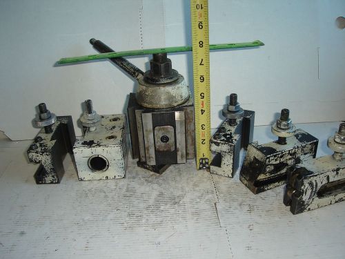 Quick change tool post &amp; 5 holders 400 series piston 14&#034;- 20&#034; lathe machinist ca for sale