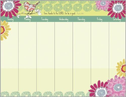 Sparrow Flowers Magnetic Weekly Calendar Pad with Scripture