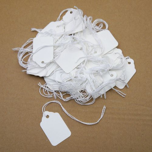 Set of 58pcs Maco Merchandise Blank White Strung Paper Tags (1 3/32&#034; x 1 3/4&#034;)