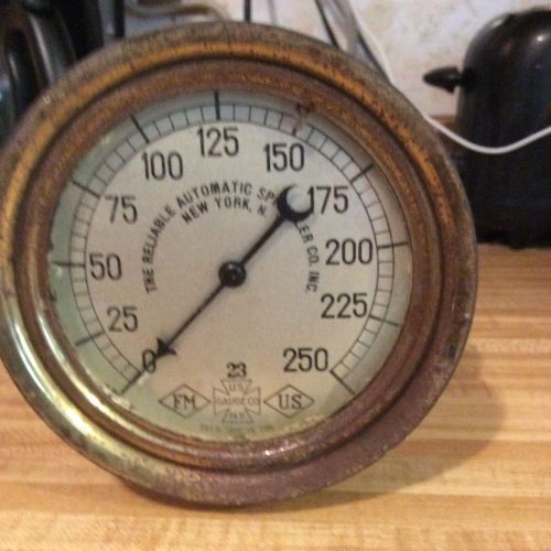 Antique Vintage 1906 Fire Sprinkler Gauge Reliable US Gauge Co Steampunk