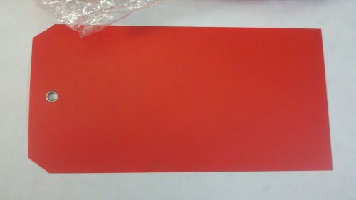 100/PK ULINE Plastic Tags  6 1/4&#034;x3 1/8&#034; RED S-10749R WATERPROOF METAL EYELET
