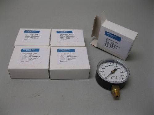 Lot (5) Ashcroft 0-200 PSI Pressure Gauge 2-1/2&#034; Face 25W1005 NEW E18 (1769)