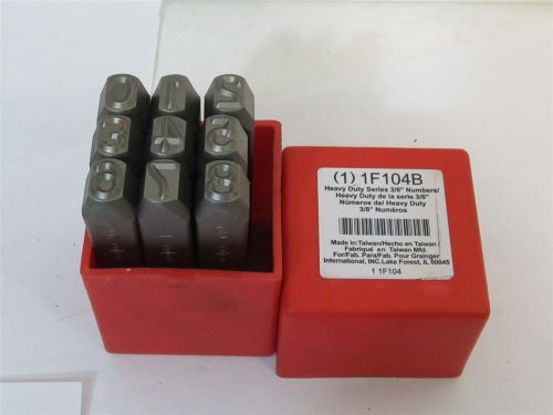 Industrial grade 1f104b, heavy duty 3/8&#034;, 0-8 number stamp set for sale