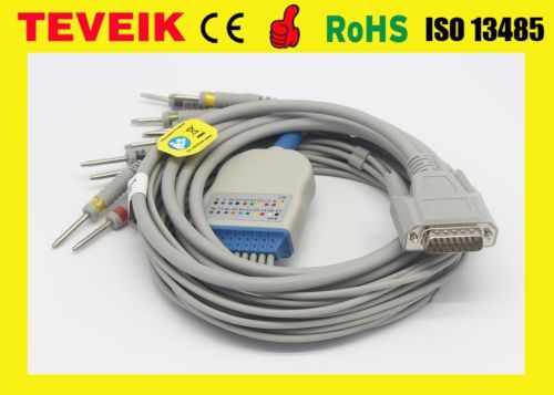 Schiller ECG EKG cable with integrated 10 leadwires,banana 4.0,10K ohm,AHA/IEC