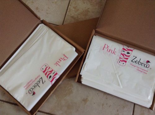 10 Pink Zebra shopping bags plastic