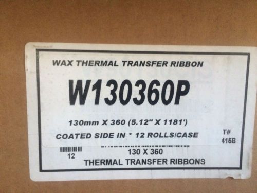 12 Pack Thermal Transfer Ribbons 130mm X 360 (5.12&#034; x 1181&#039;) for Datamax printer