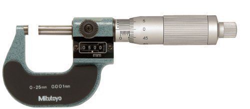 Mitutoyo 193-111 Digit Outside Micrometer, Ratchet Stop, 0-25mm Range, 0.001m...