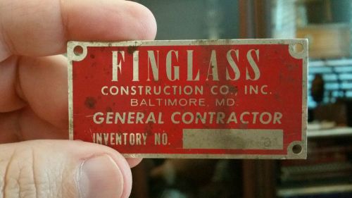 Finglass Construction Company Baltimore, MD Maryland metal nameplate Contractor
