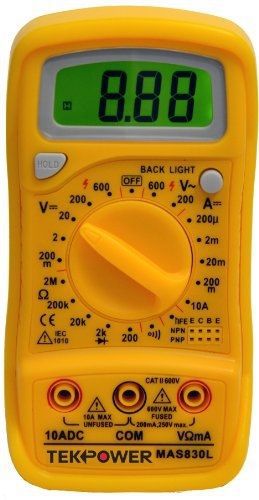 Tekpower mas830l ac/dc 600v, dc 10a digital multimeter with continuity test &amp; for sale