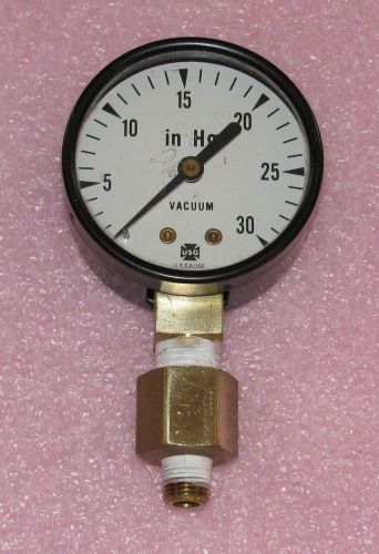 Vacuum gauge 2-1/8&#034; diameter 0-30 in hg with reducer used tested for sale