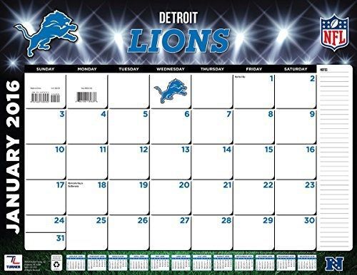 Turner Detroit Lions 2016 Desk Calendar, January-December 2016, 22 x 17&#034;