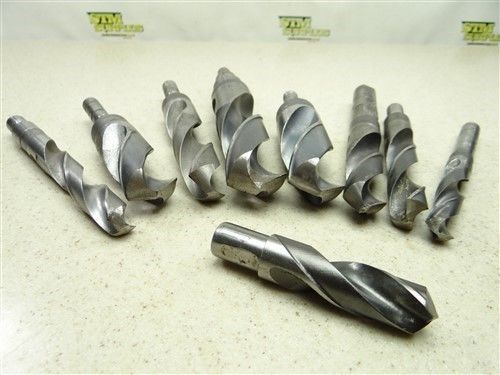 LOT OF 9 HSS REDUCED SHANK TWIST DRILLS 9/16 TO 1-1/4 USA HI-SPEED CLE-FORCE