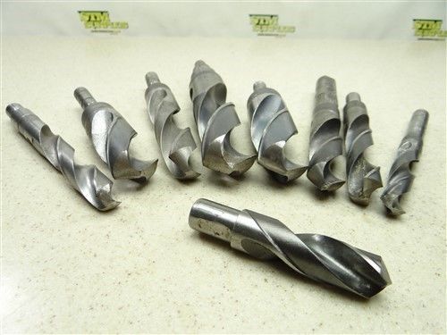 LOT OF 9 HSS REDUCED SHANK TWIST DRILLS 9/16 TO 1-1/4 USA HI-SPEED CLE-FORCE