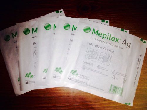 Mepilex AG Lot Of 5 4x4 Dressing Safetac~Molnycke Silver Wound