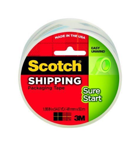 Scotch Sure Start Shipping Packaging Tape, 1.88 Inches x 54.6 Yards, 1 Roll 3450