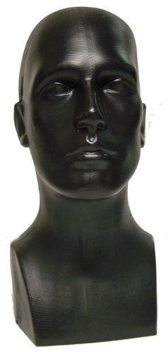 Free Standing Tabletop Male Mannequin Head Hat, Scarf Display - Black