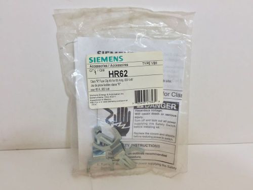 FACTORY SEALED! SIEMENS CLASS R FUSE CLIP KIT HR62