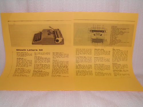 OLIVETTI LETTERA 32 TYPEWRITER INSTRUCTION MANUAL LooK