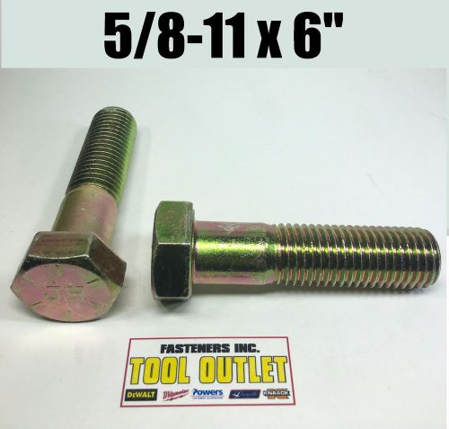 (Qty 65) 5/8-11 x 6&#034; Hex Bolt Zinc Plated Grade 8 Cap Screw Partial Thread