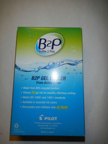 12 Pilot B2P Bottle 2 Pen Retractable Gel Roller 33601 Fine .7mm Blue 89% Recycl