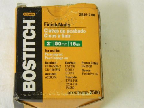Stanley bostitch chisel point finishing nails box of 2500 2&#034; l 16 ga sb16-2.00 for sale