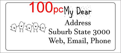 100 Personalised return address label custom mailing sticker 56x25mm fluffy