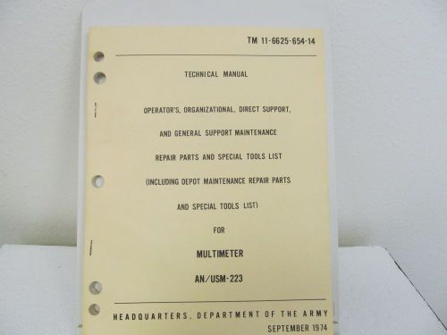 Military AN/USM-223 Multimeter Technical Manual..TM11-6625-654-14 (9/74)