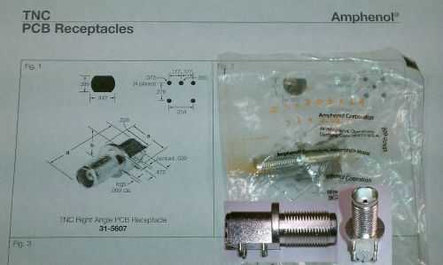 41 NEW Amphenol 31-5607 RF Connector TNC Right Angle Jack PCB Mount 50ohm